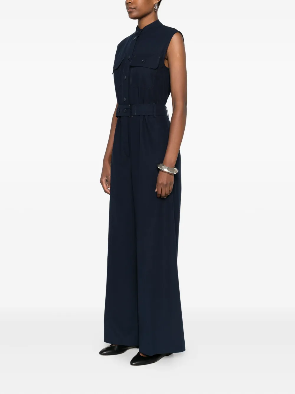 Weekend Max Mara Pocket-belted Jumpsuit In Blue