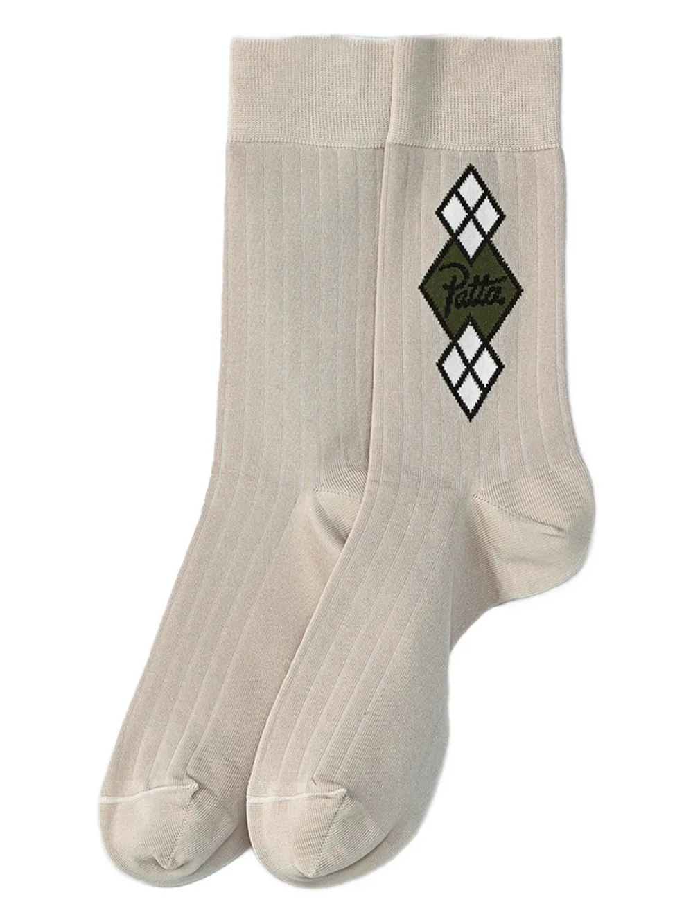 PATTA argyle-pattern ribbed socks | Brown | Image 1