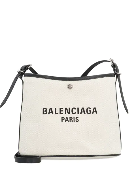 Balenciaga logo leather-trimmed shoulder bag