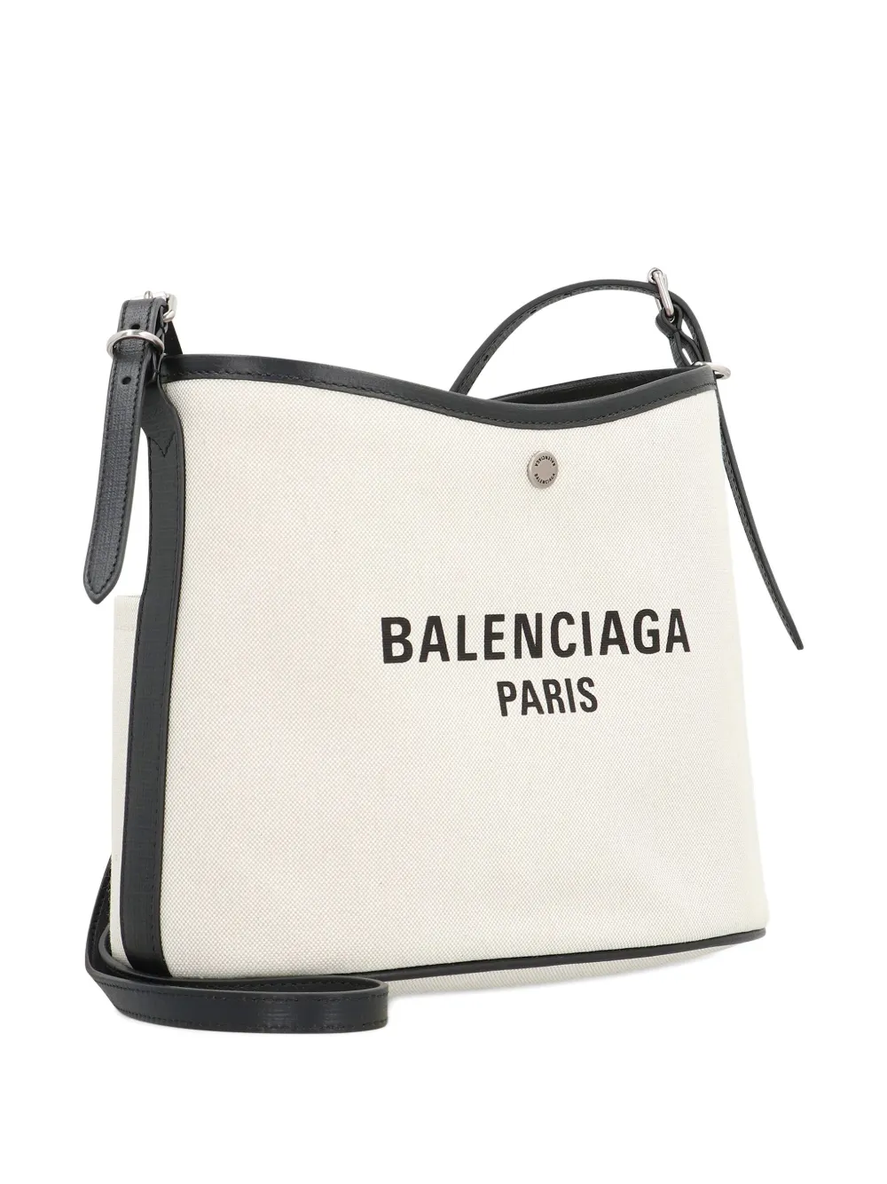 Balenciaga logo leather-trimmed shoulder bag Wit