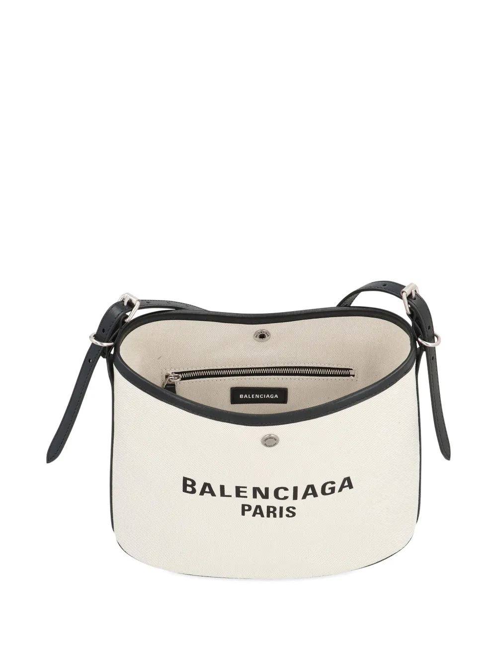 Balenciaga logo leather-trimmed shoulder bag Wit