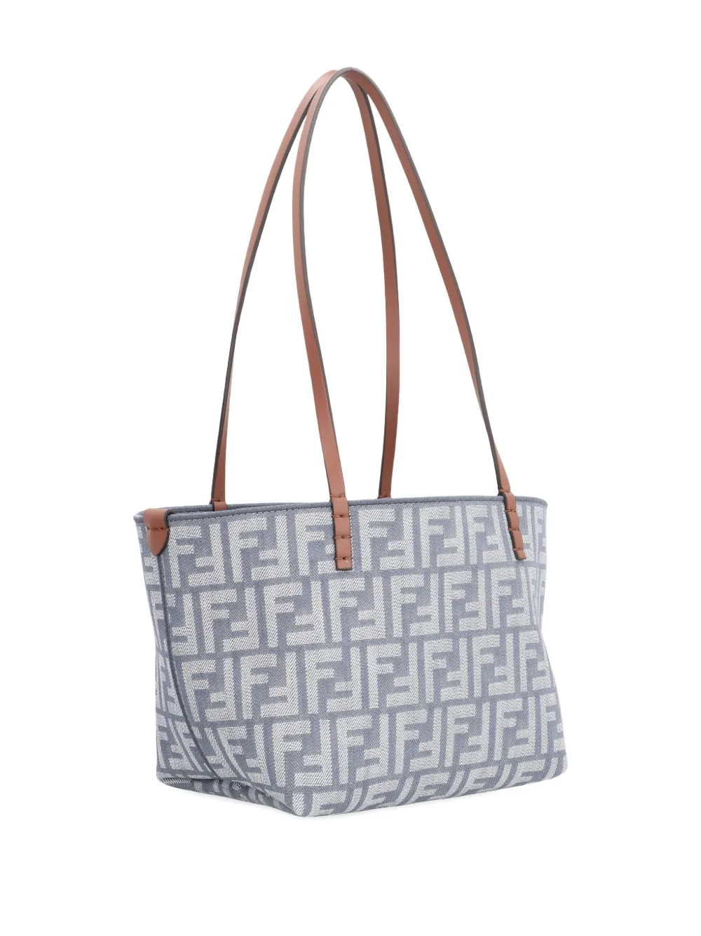 FENDI small Roll FF-logo leather-handle tote bag Blauw