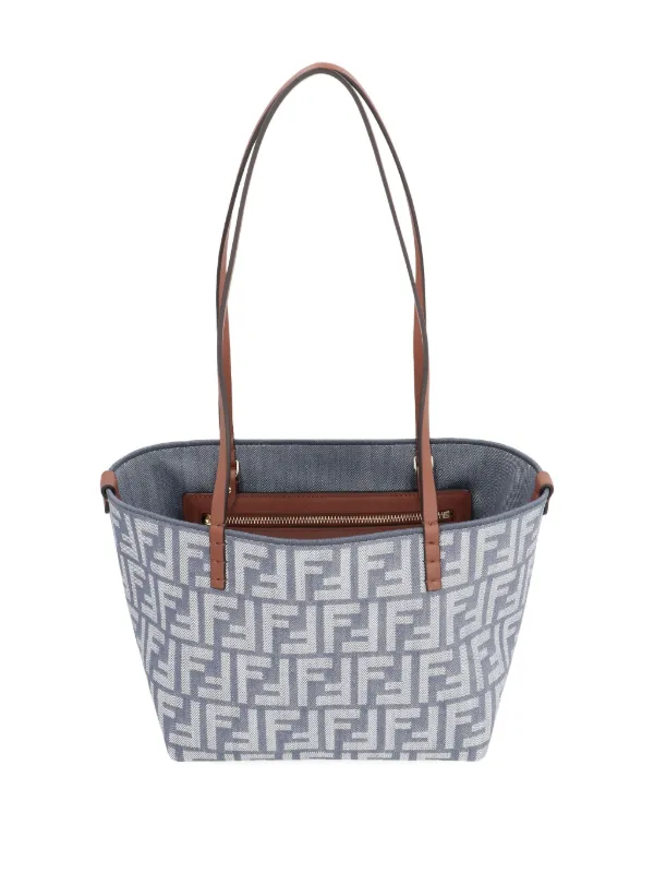FENDI Small Roll FF-logo leather-handle Tote Bag | Blue | FARFETCH