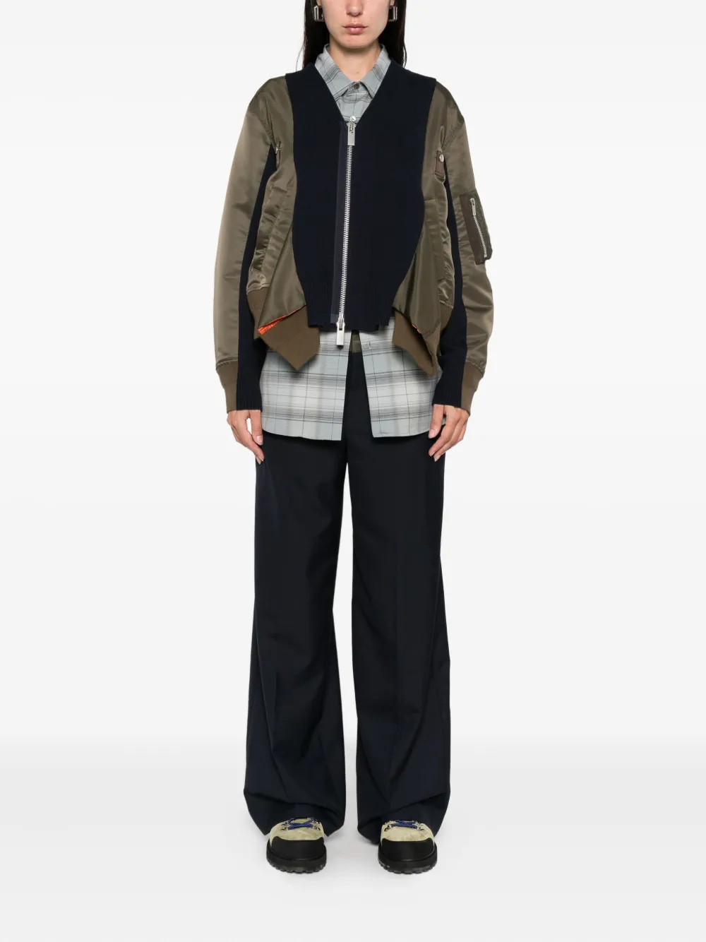 sacai knitted-panel bomber jacket Bruin