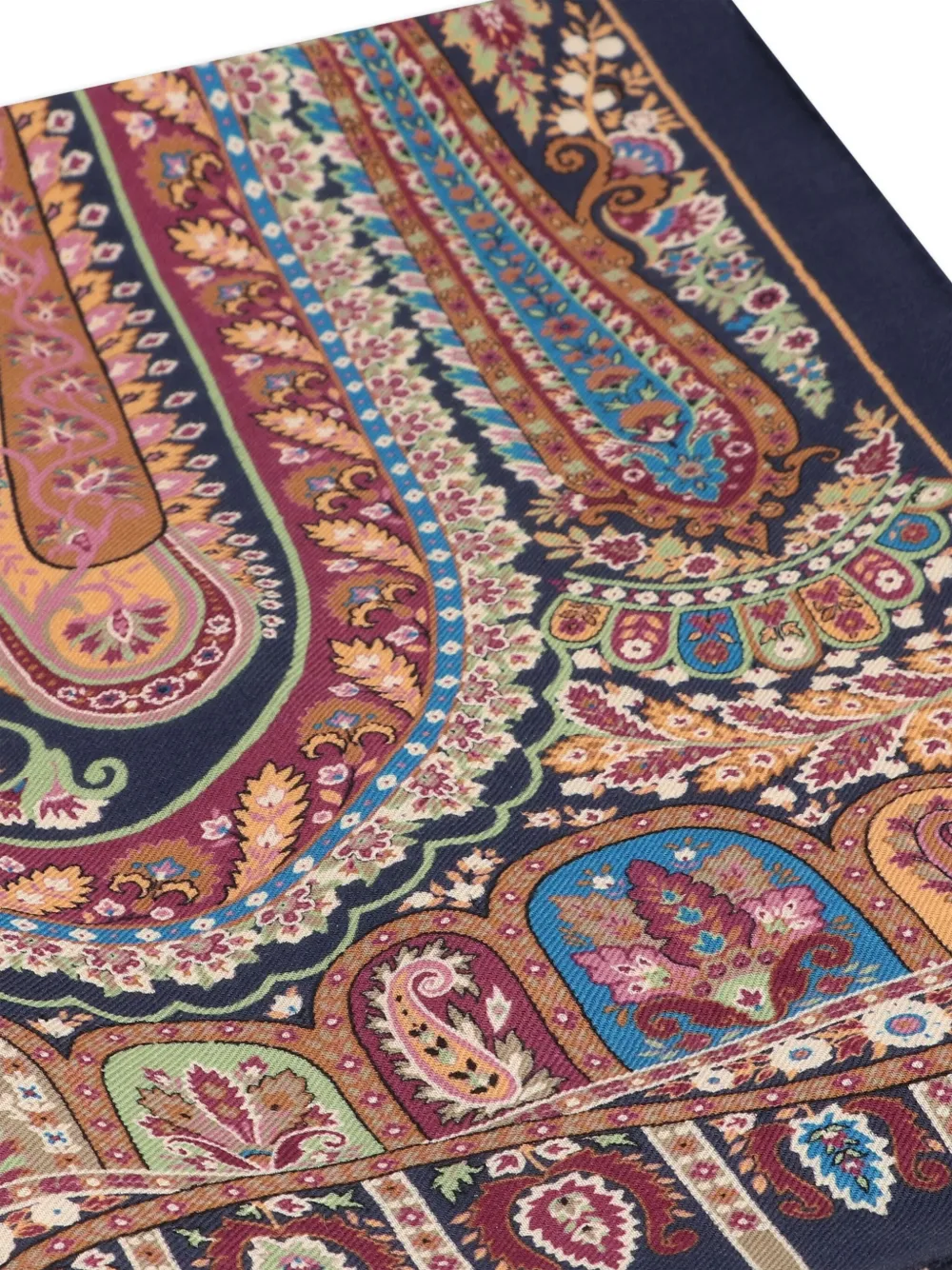 ETRO paisley fringed scarf Blauw