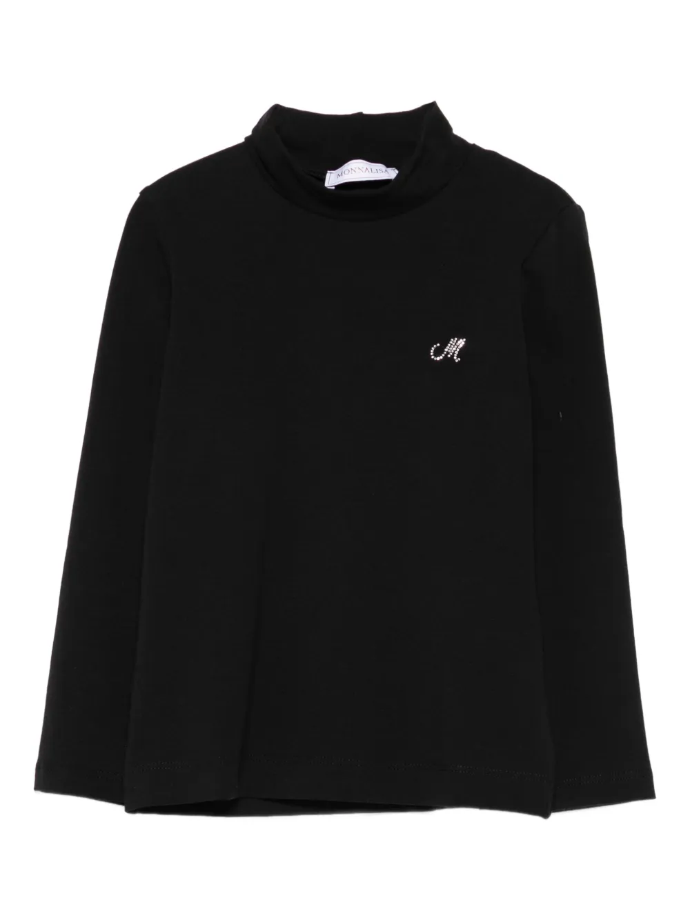 Monnalisa mock-neck embellished top Zwart