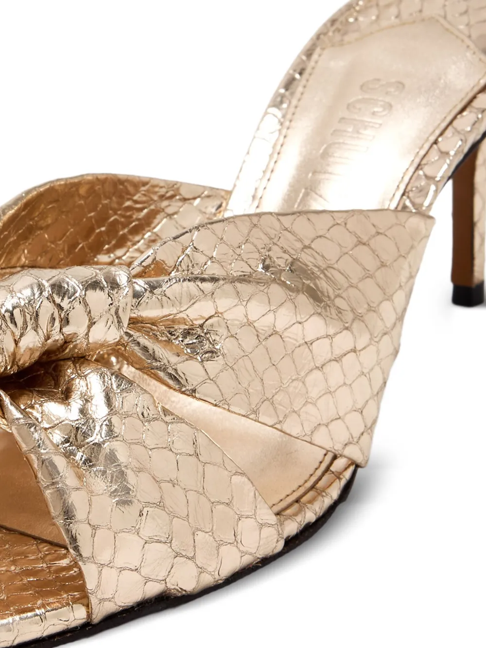 Schutz 75mm knotted snakeskin-embossed sandals Goud