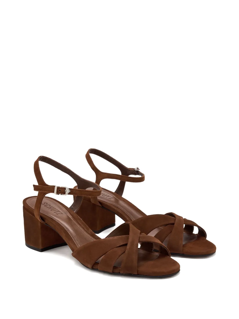 Schutz 50mm Crossover Ankle-strap Sandals In Brown