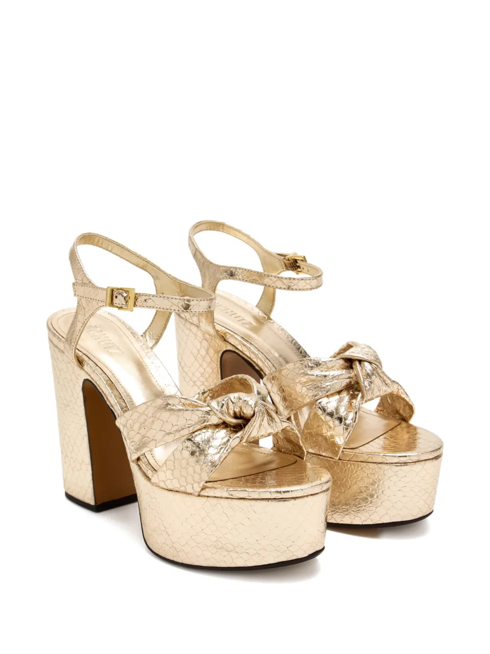 Schutz 105mm knotted platform sandals Gold