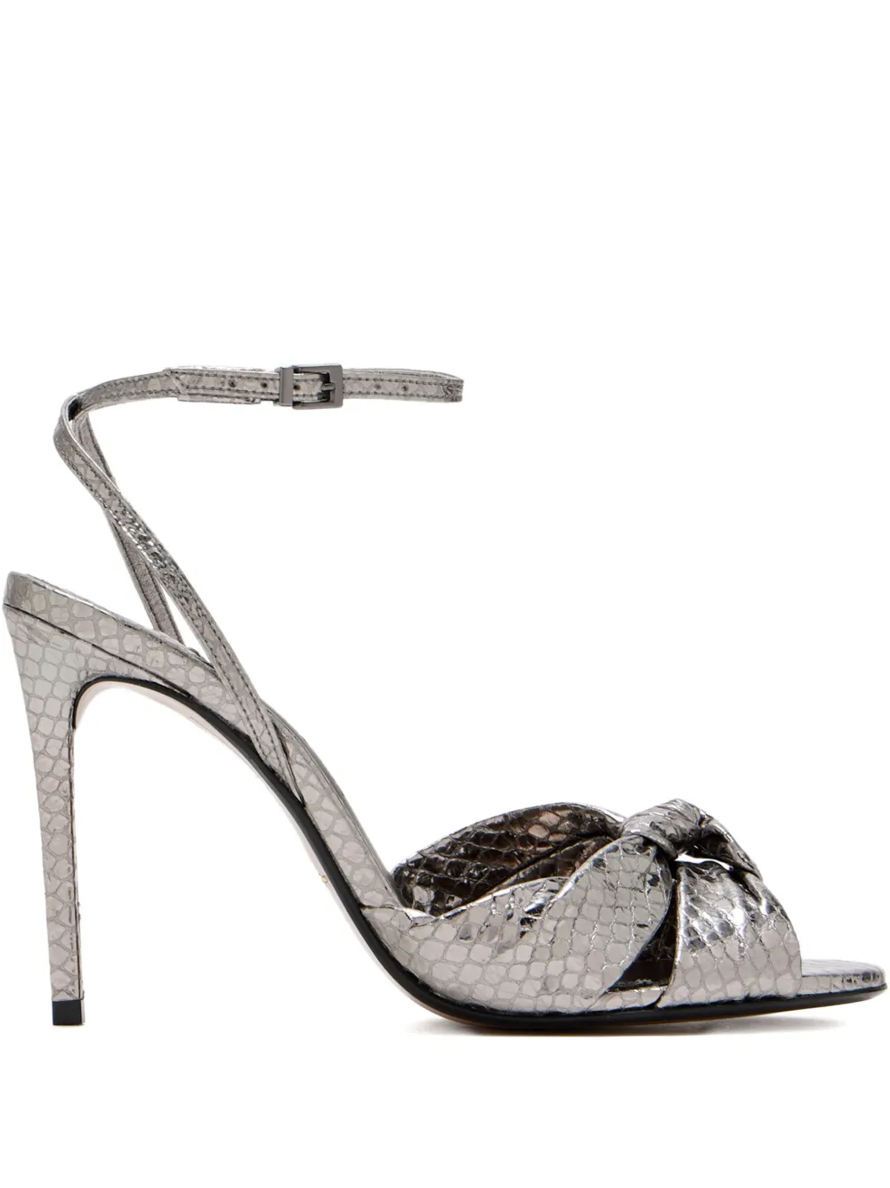 Schutz 100mm knotted snakeskin pumps Silver