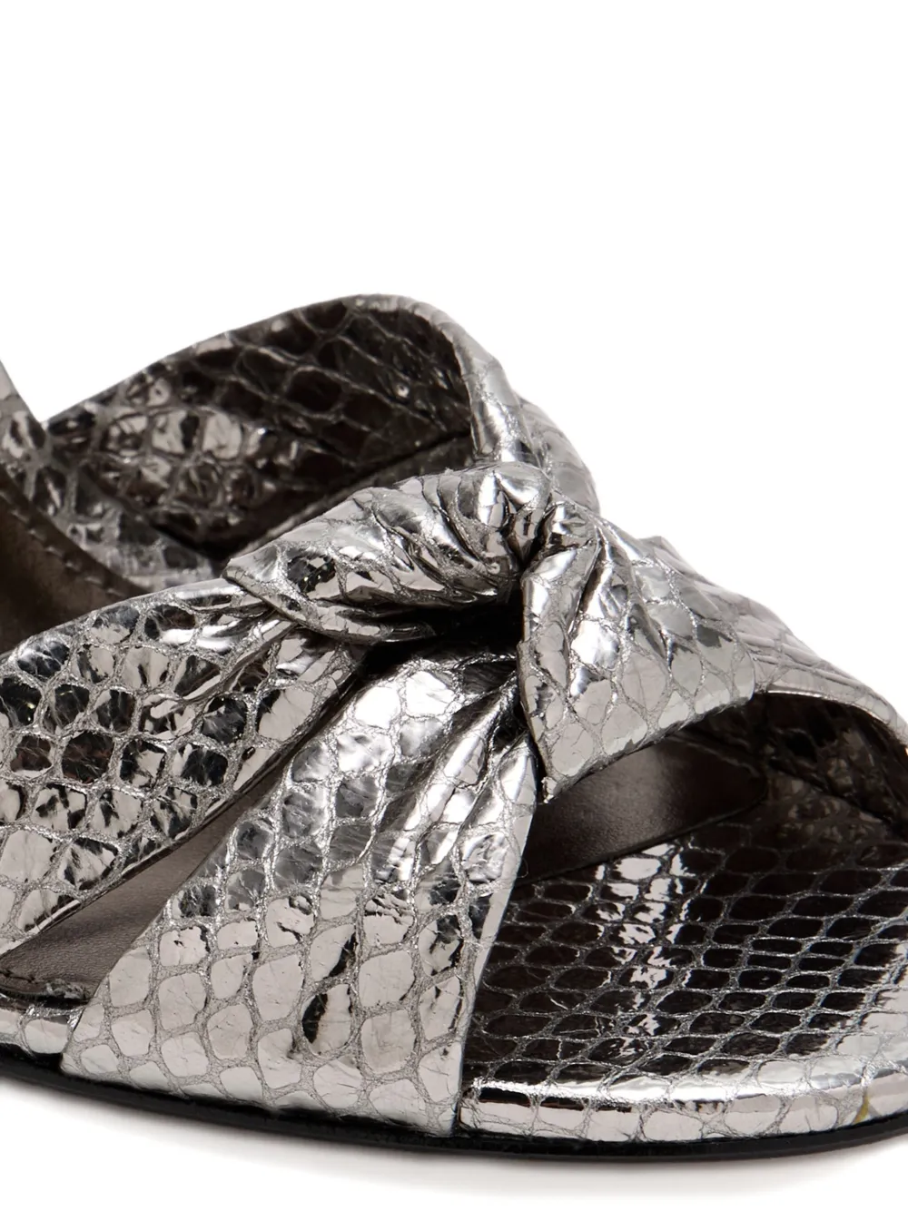Schutz 100mm knotted snakeskin pumps Silver