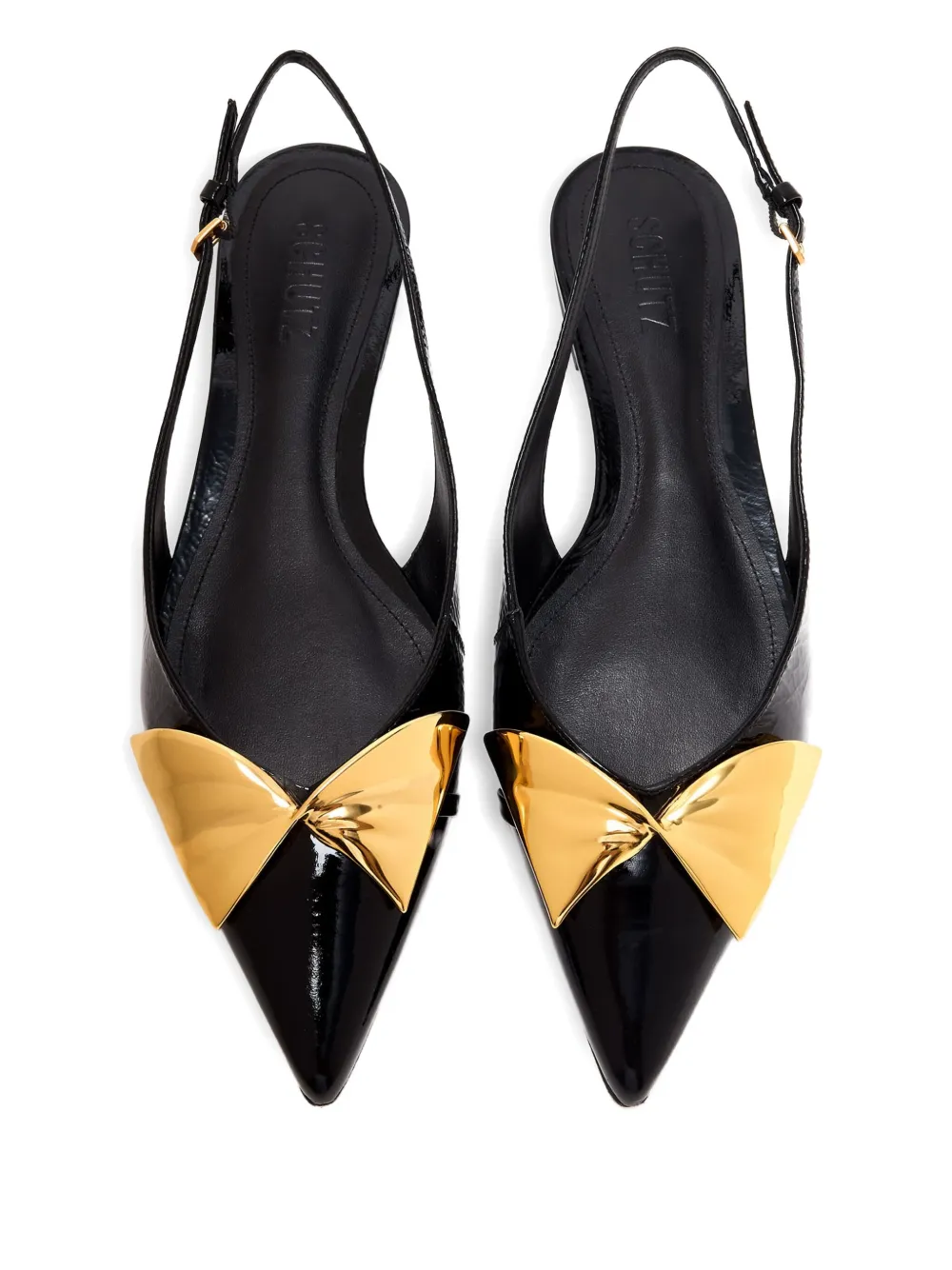 Schutz bow-embellished slingback flats Black