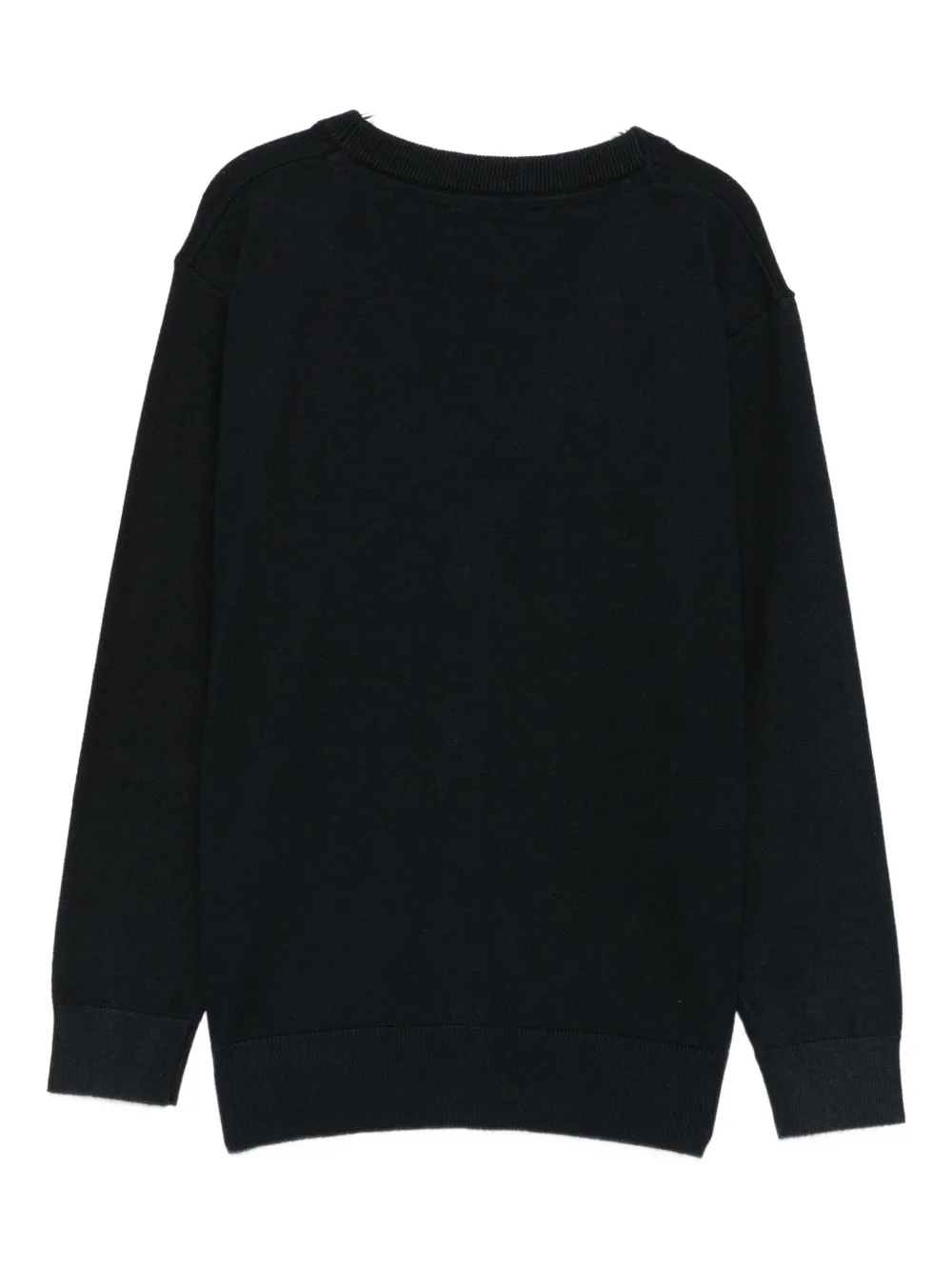 John Richmond Junior intarsia knit-logo cardigan Blauw