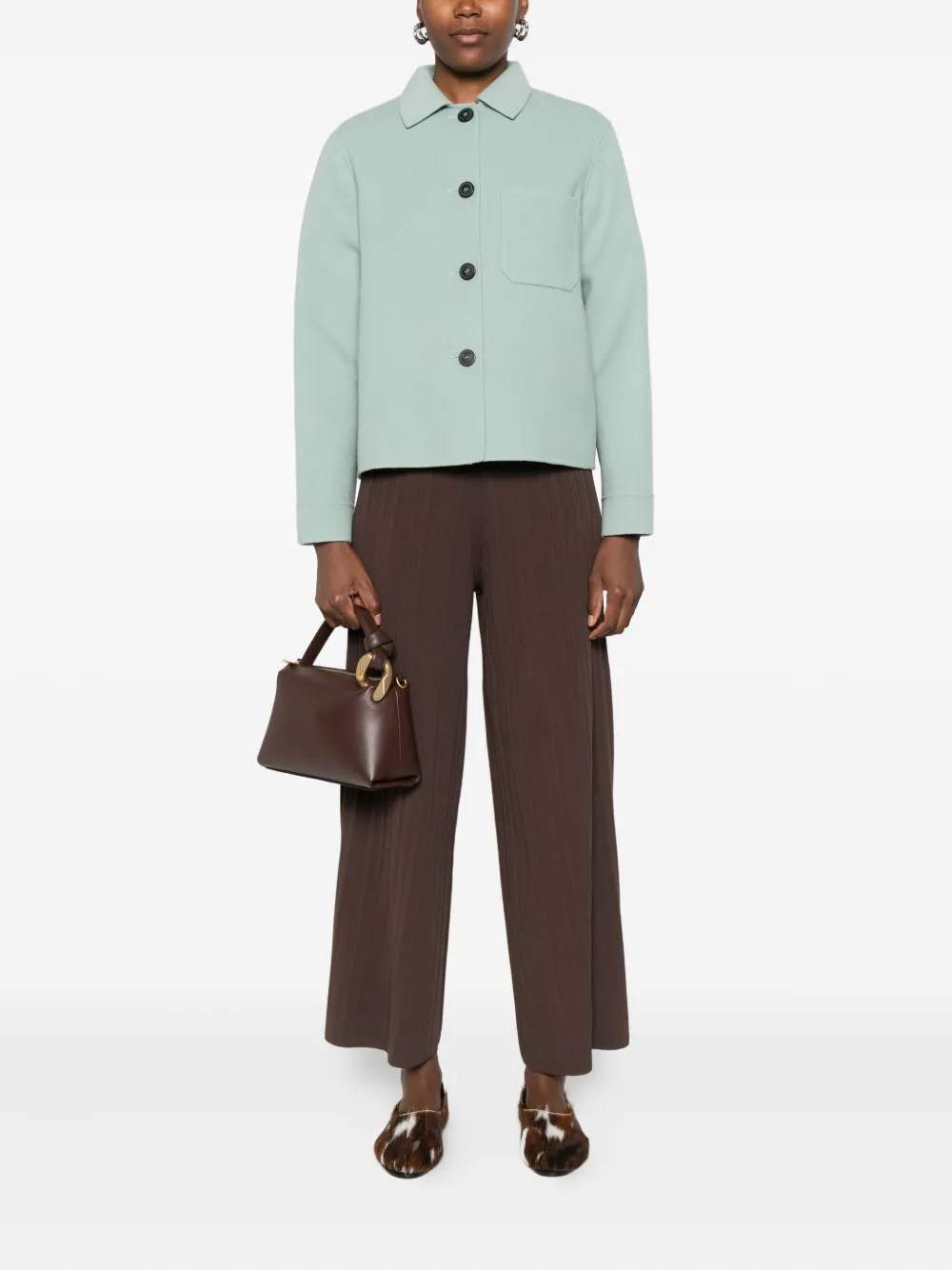 Weekend Max Mara Button-front Patch-pocket Single-breasted Coat In Blue