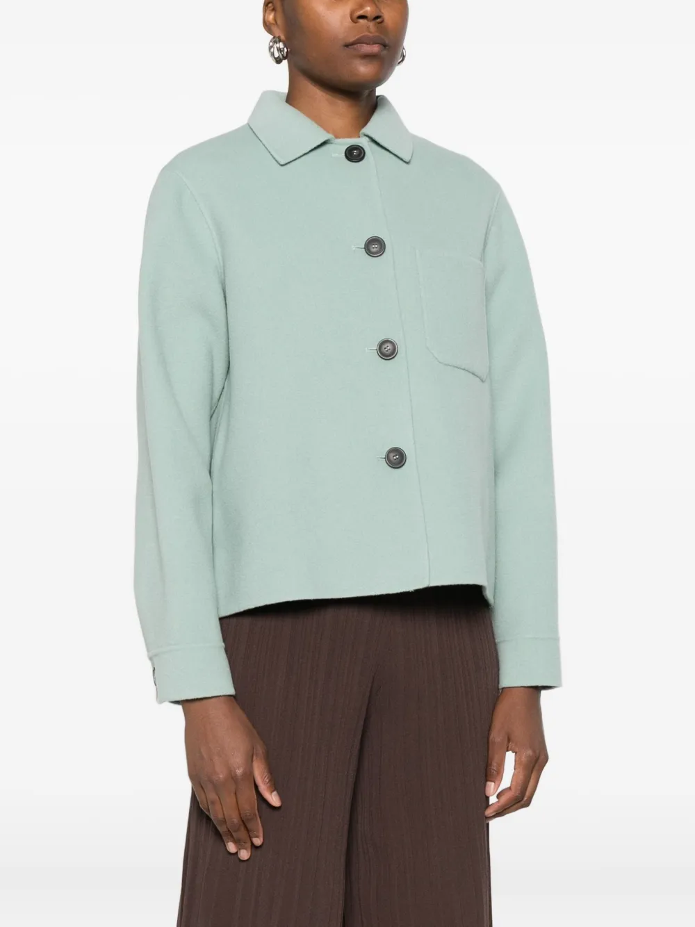 Weekend Max Mara Button-front Patch-pocket Single-breasted Coat In Blue