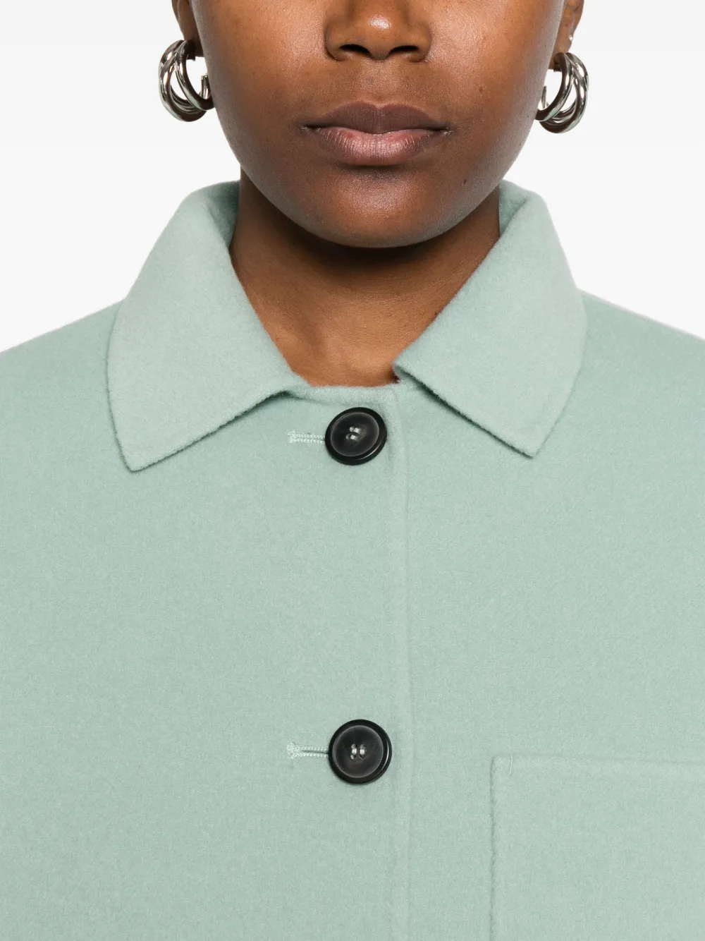 Weekend Max Mara Button-front Patch-pocket Single-breasted Coat In Blue