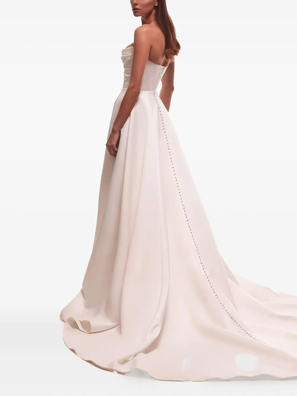 Milla Nova draped embellished-bodice asymmetric bridal dress - Beige