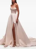 Milla Nova draped embellished-bodice asymmetric bridal dress - Neutrals