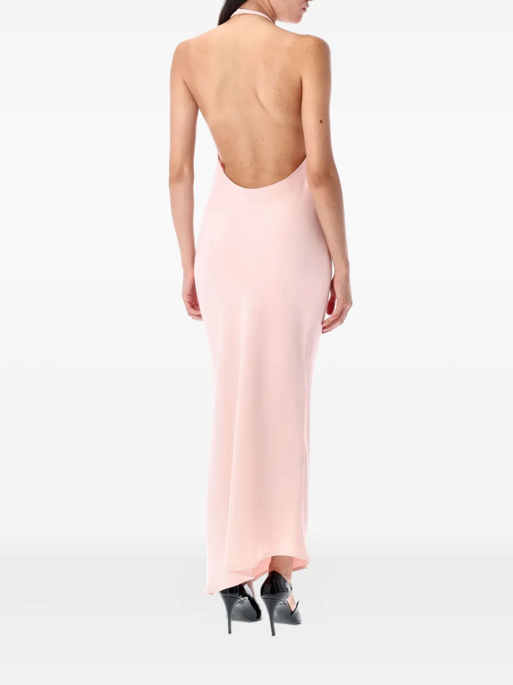 The Attico halter-neck clasp maxi dress Roze