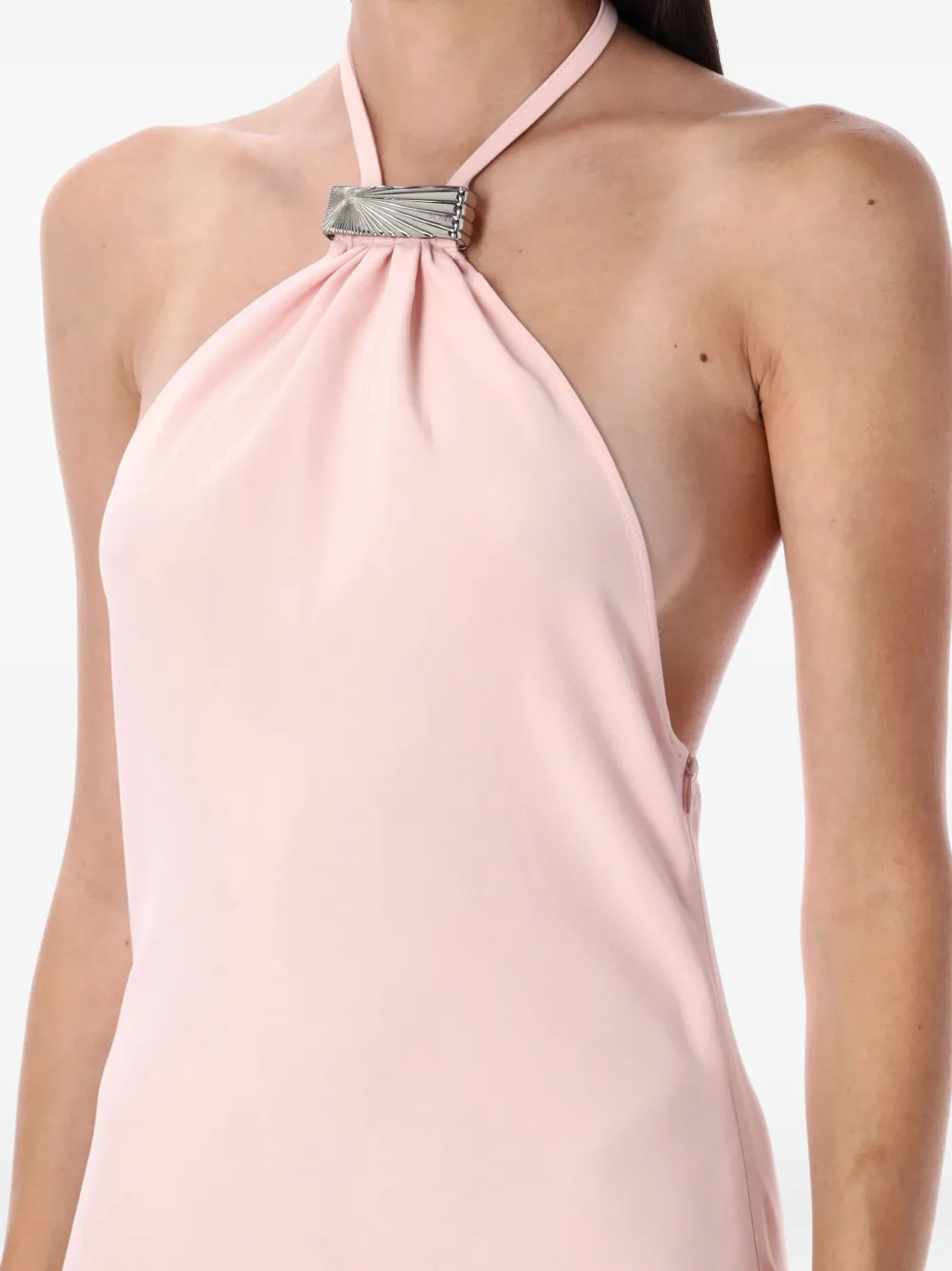 The Attico halter-neck clasp maxi dress Roze