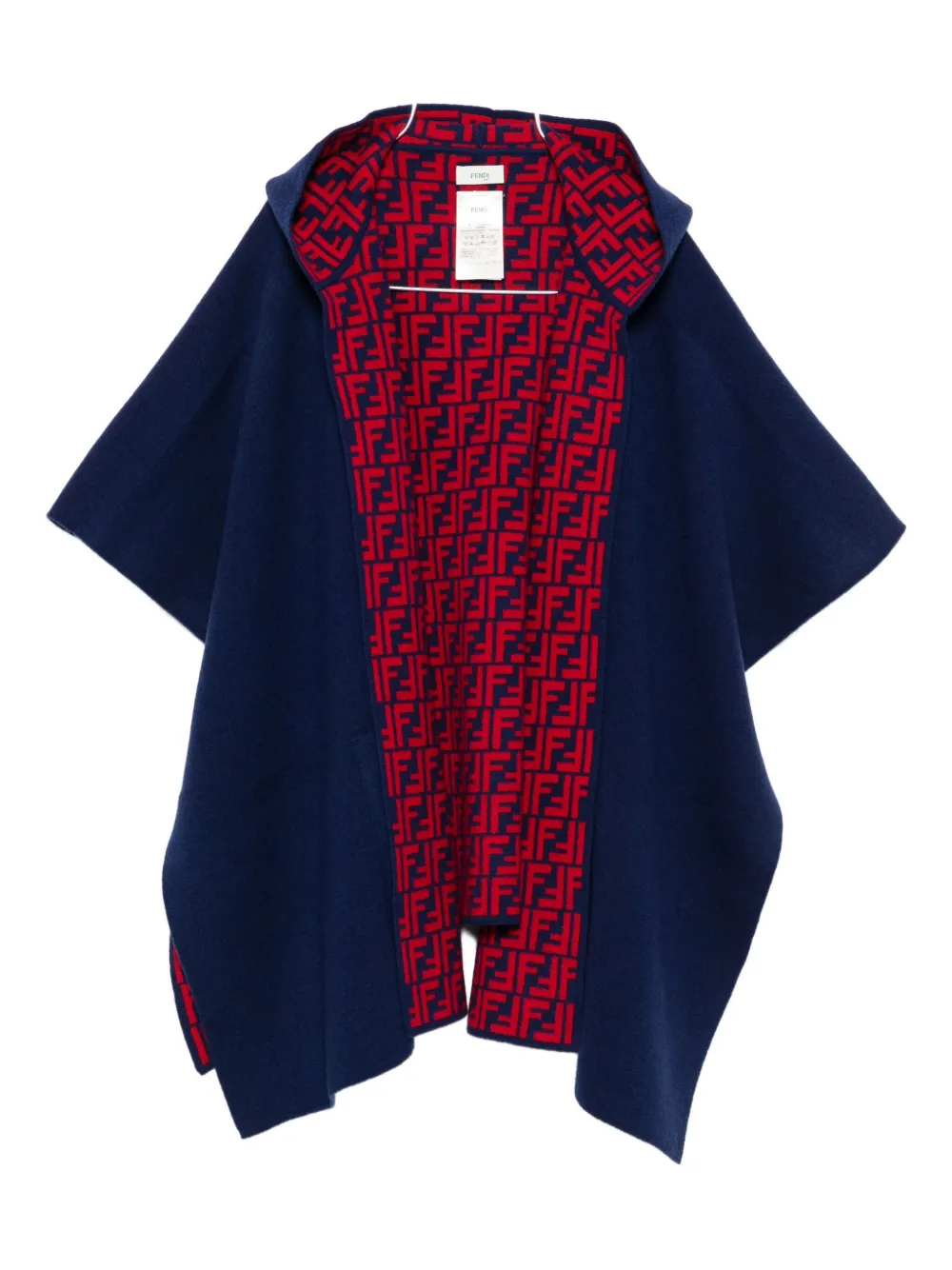 Fendi Kids ff-logo hooded cape Blauw