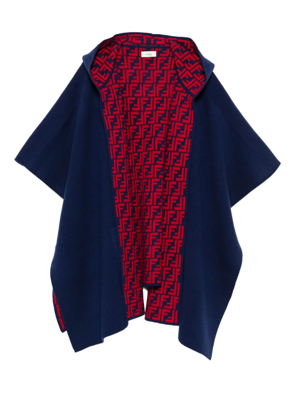 Fendi Kids Cape met capuchon en FF-logo Blauw