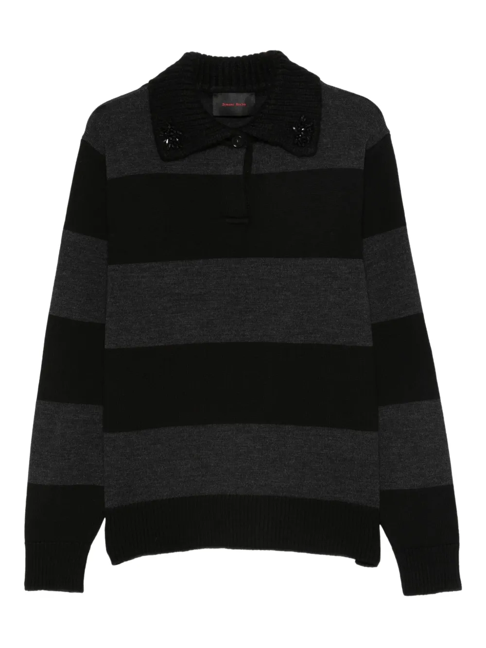 Simone Rocha jersey tipo polo a rayas | negro | Image 1