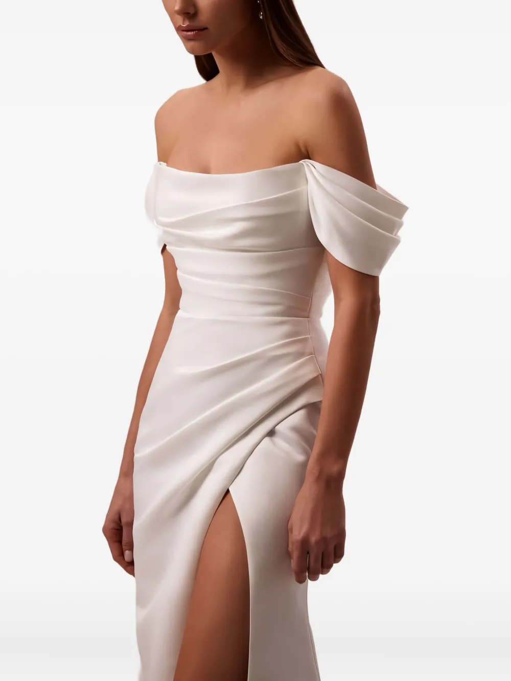 off-shoulder lace-up bridal gown