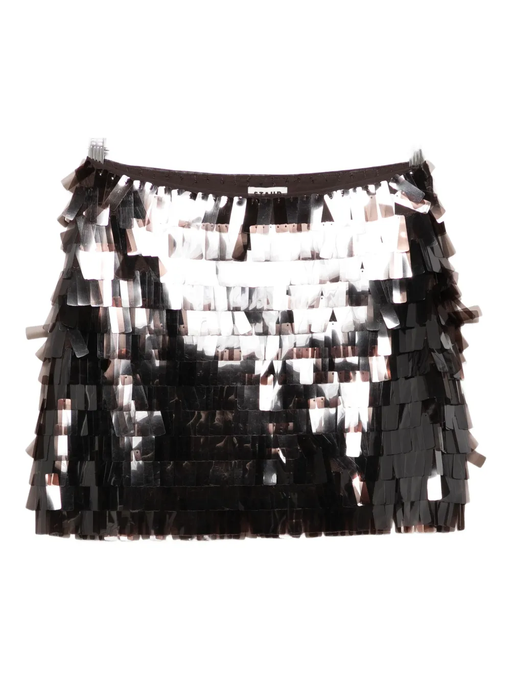 Staud Max Sequin-embellished Mini Skirt In Brown