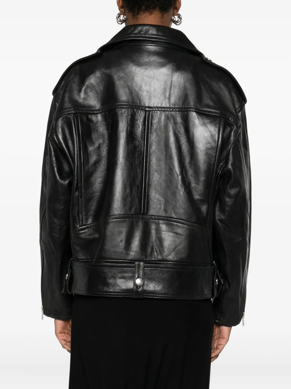 STAND STUDIO Leren jack met rits Zwart