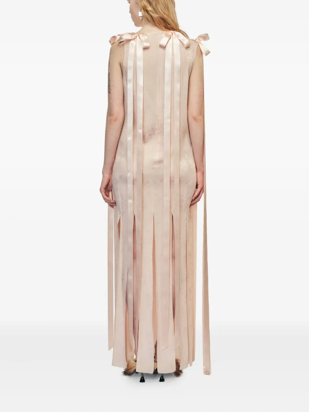 Simone Rocha Ribbon Tie Maxi Dress In Neutral