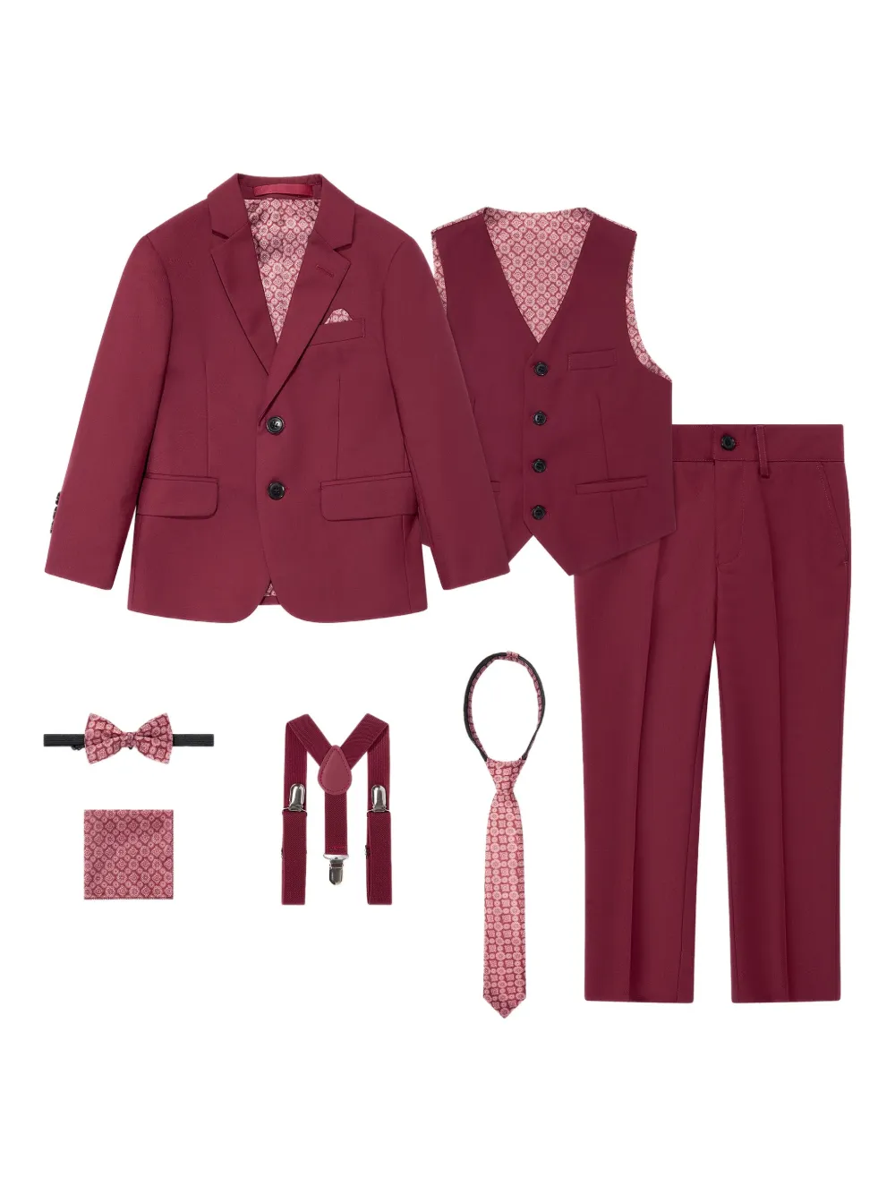 SUITLAB KIDS patterned-fabric three-piece suit set - レッド SUITLAB KIDS patterned-fabric three-piece suit set - レッド