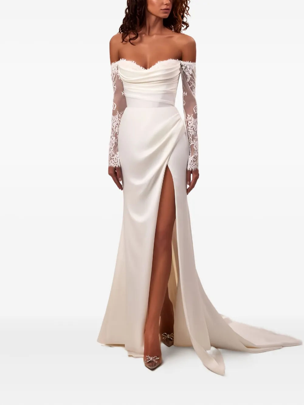 Westwood off-shoulder lace-sleeve maxi dress