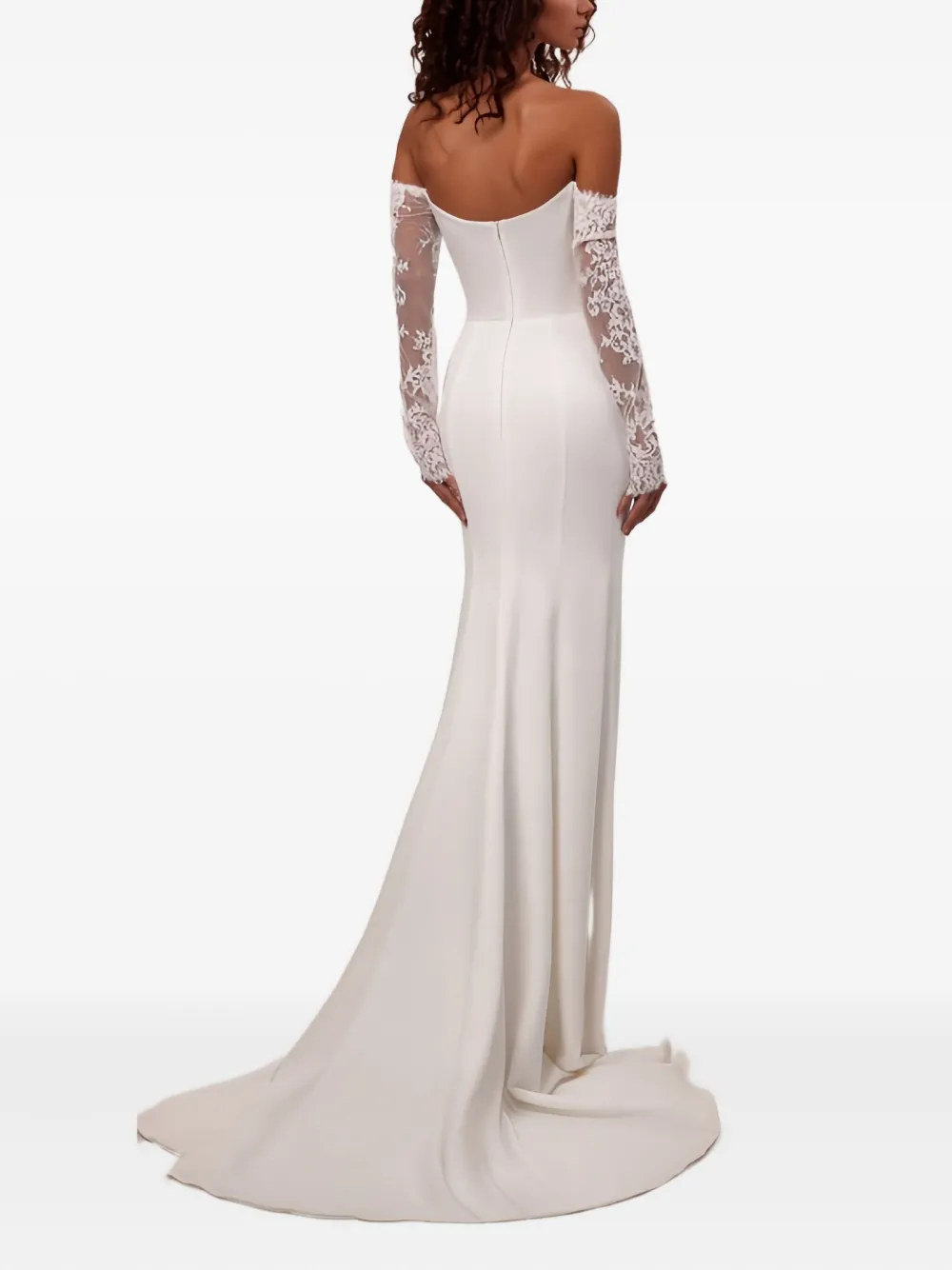 Milla Nova Westwood off-shoulder lace-sleeve maxi dress - Wit