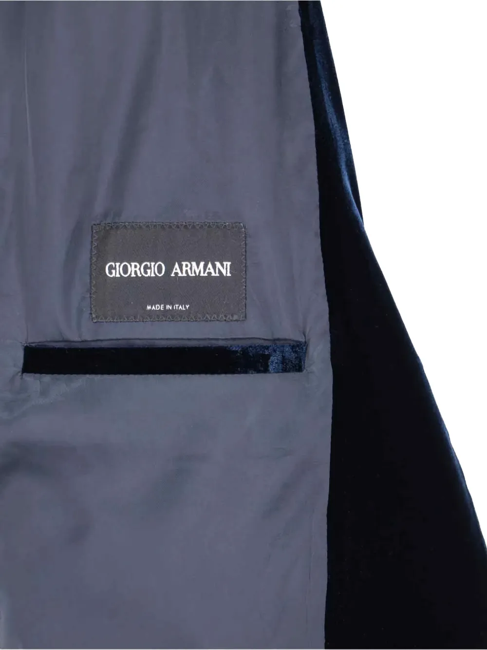 Giorgio Armani velvet mandarin-collar blazer Blauw