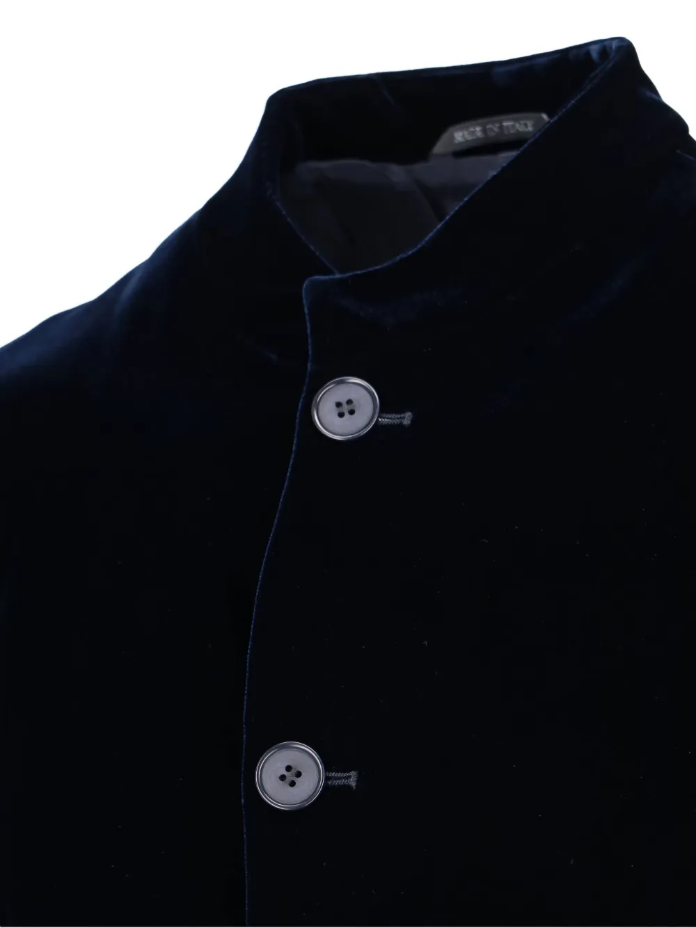Giorgio Armani velvet mandarin-collar blazer Blauw