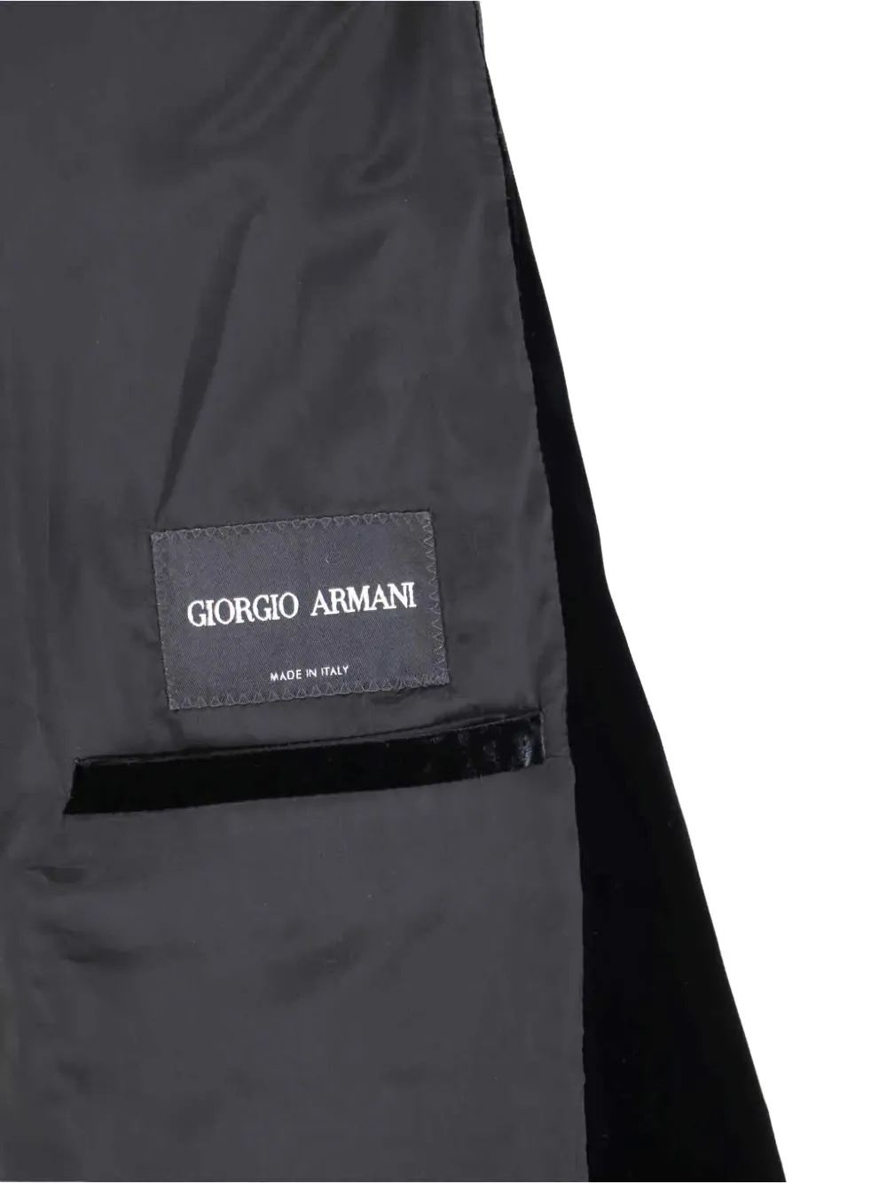 Giorgio Armani velvet mandarin-collar blazer Zwart