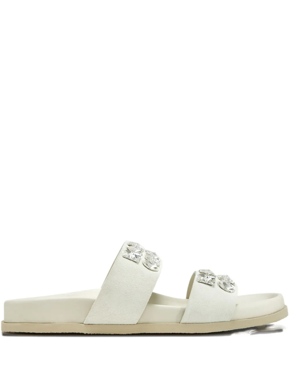 Pedro Garcia Dily Crystal-embellished Double-strap Sandals In White
