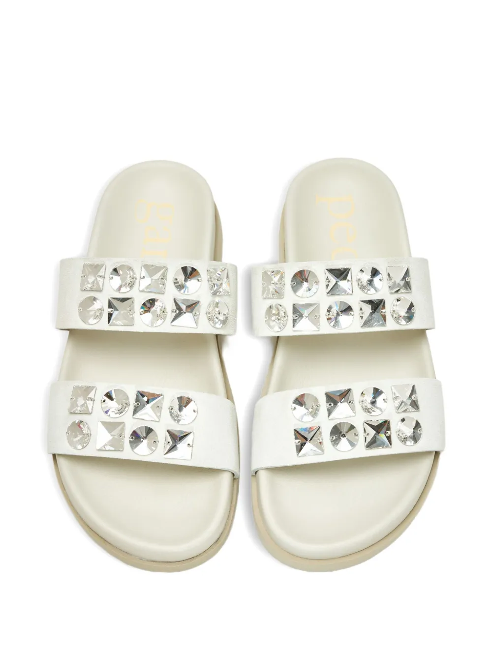 Pedro Garcia Dily crystal-embellished double-strap sandals White