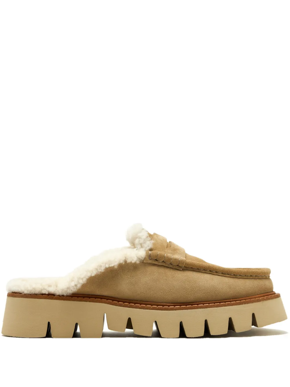Pedro Garcia Savy shearling-lined platform mules - ニュートラル Pedro Garcia Savy shearling-lined platform mules - ニュートラル