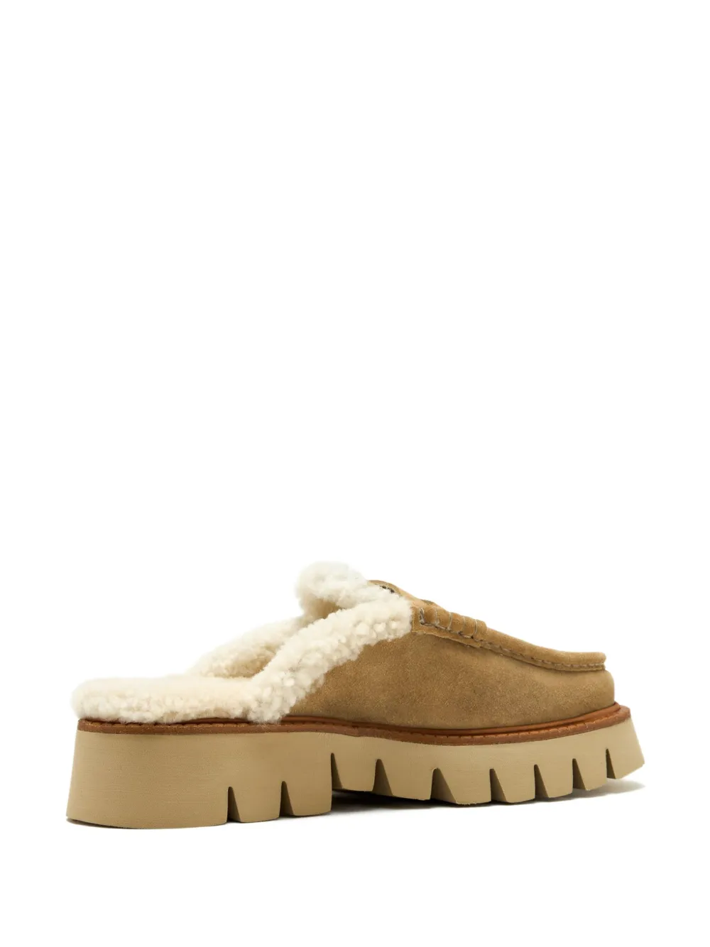 Pedro Garcia Savy lammy muiltjes met plateauzool Beige