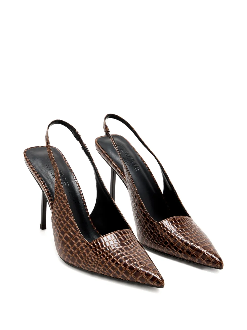 Femme La 100mm G63 Slingback Crocodile Pumps In Brown