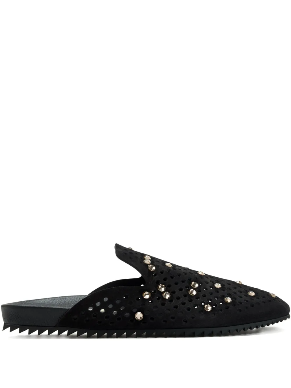 Pedro Garcia Braidy crystal-embellished perforated mules BLACK CASTORO