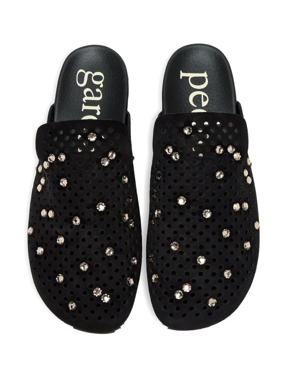 Pedro Garcia Braidy crystal-embellished perforated mules BLACK CASTORO