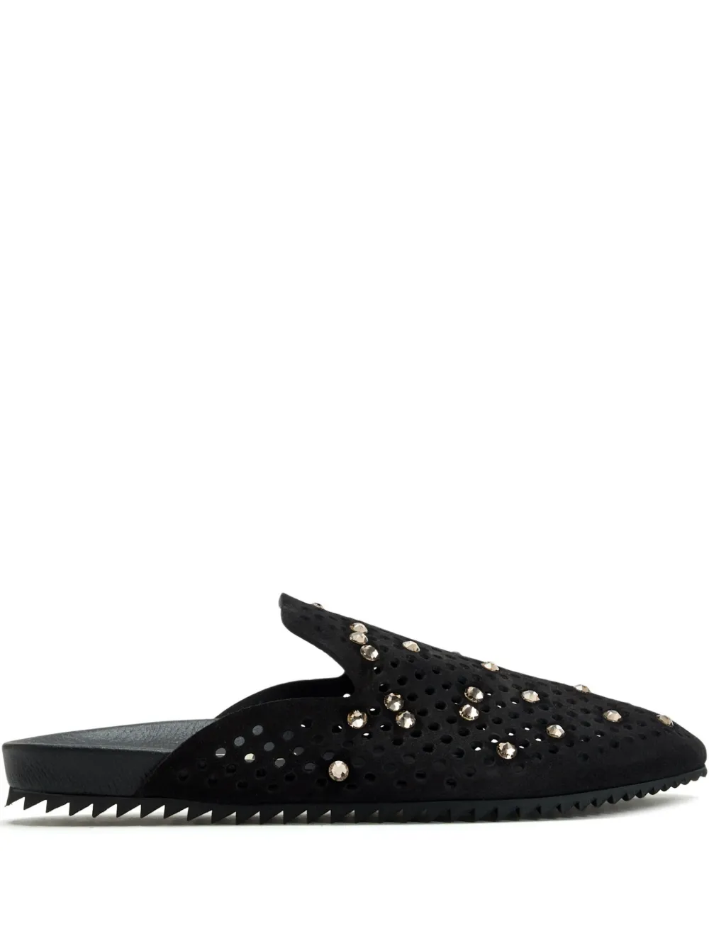 Pedro Garcia Braidy crystal-embellished perforated mules BLACK CASTORO