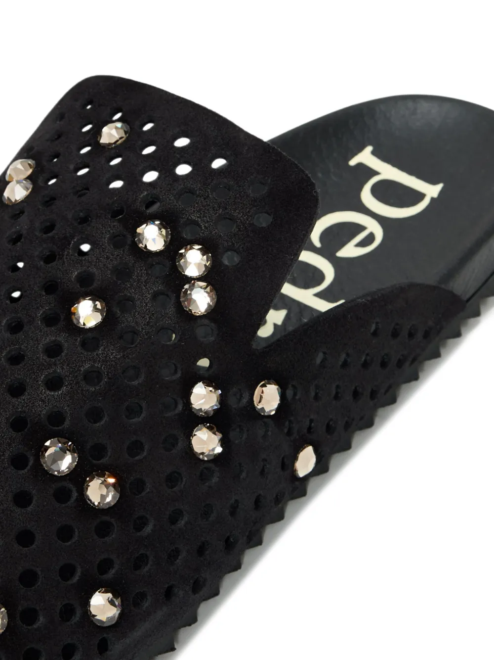 Pedro Garcia Braidy crystal-embellished perforated mules BLACK CASTORO