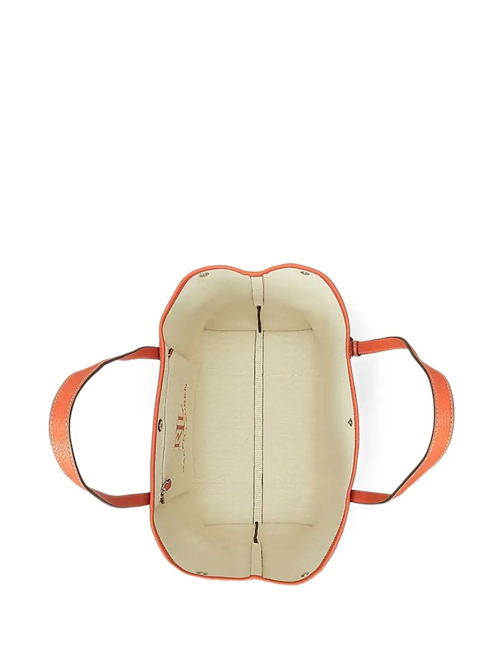Lauren Ralph Lauren Emerie leather-trimmed shoulder bag Oranje