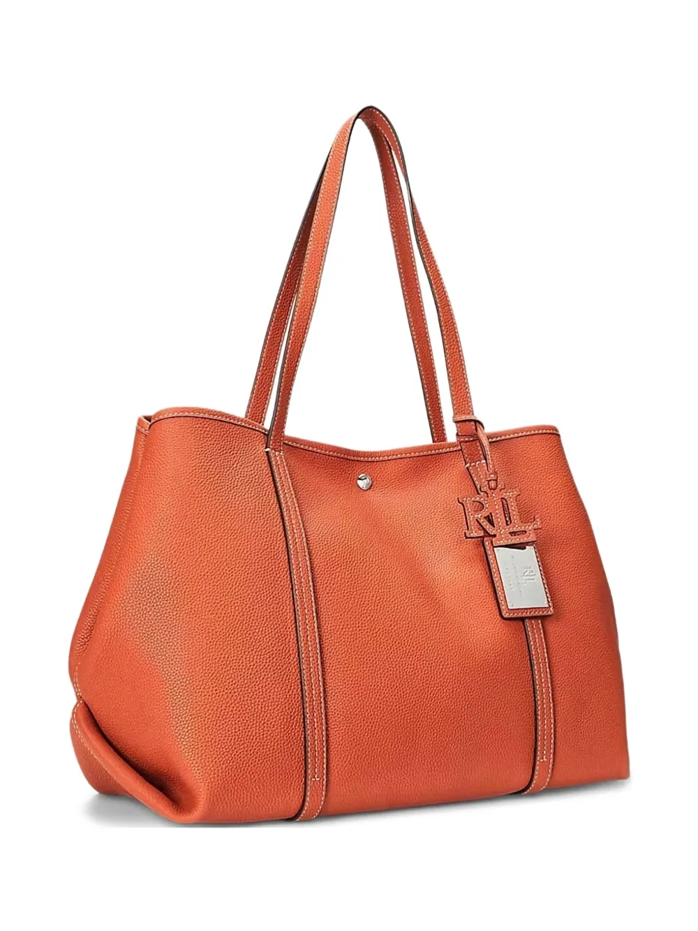 Lauren Ralph Lauren Emerie leather-trimmed shoulder bag Oranje