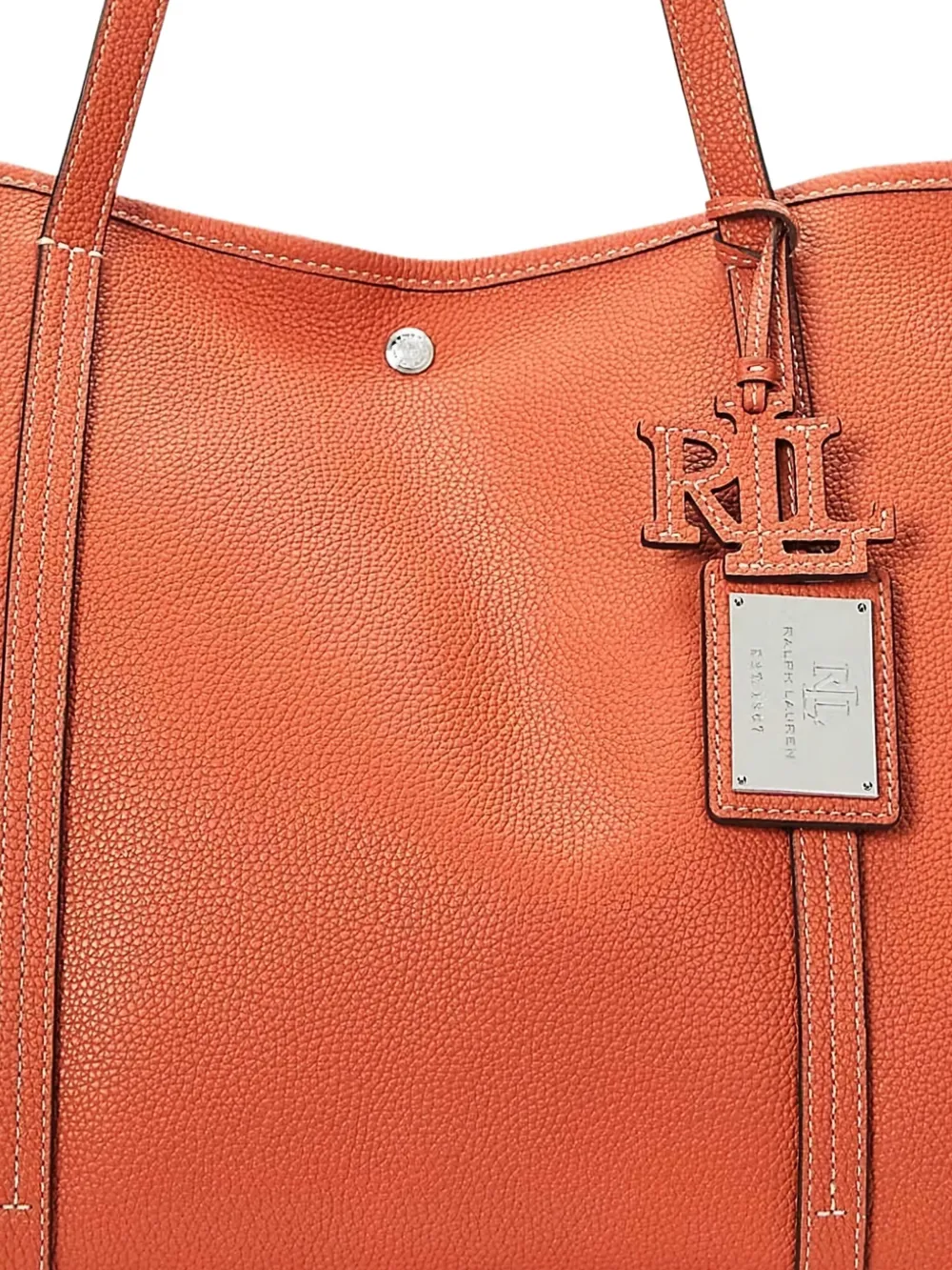Lauren Ralph Lauren Emerie leather-trimmed shoulder bag Oranje