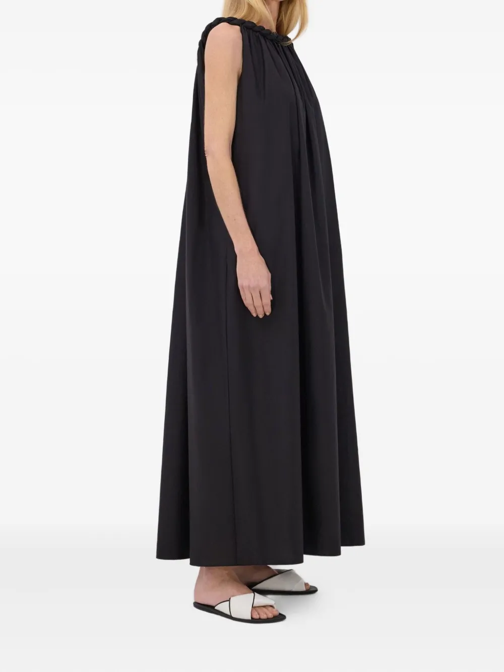 LouLou de Saison Kika maxi-jurk met gedraaide hals Zwart